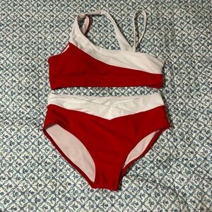 Red and White Bikini Set